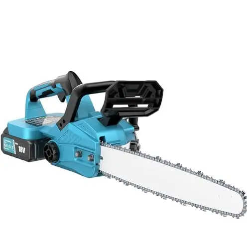 Produktbild: SEESII Akku Kettensäge mit 1200W bürstenlosem Motor, 2 X 5000mAh Akku, 45CM & 40CM Schwert, Elektro Kettensäge mit automatischer Ölung und werkzeugloser Kettenspannung, Leistungsfähige Säge für Baum