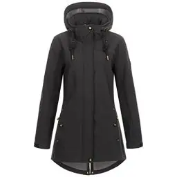 Produktbild: Ankerglut Damen Women's Coat Short Coat With Hood Lined Jacket Transition Jacket #Anker Glutbree Softshelljacke, Schwarz, 48 EU