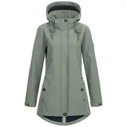 Produktbild: Seesternbrise Damen Women's Coat Short Coat With Hood Lined Jacket Transition Jacket #Anker Glutbree Softshelljacke, slate gray, 40 EU