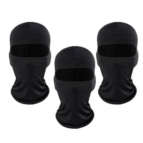 Produktbild: SEFIRST 3 Stücke Sturmhauben, Motorrad Gesichtshaube Skimaske Hals Gaiter für Damen und Herren, Kühlung Balaclava Elastisch UV Schutz Atmungsaktiv Maske für Radfahren Sports, Einheitsgröße (Schwarz)