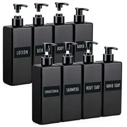 Produktbild: Segbeauty 8er-Set 500ml Pumpflaschen für Shampoo, Mehrweg Kunststoff Seifenspender zum Befüllen, Nachfüllbare Leere Lotionflaschen, für Küche Bad Flüssigseifen, inkl. Wasserdichtes Etiketten, Schwarz