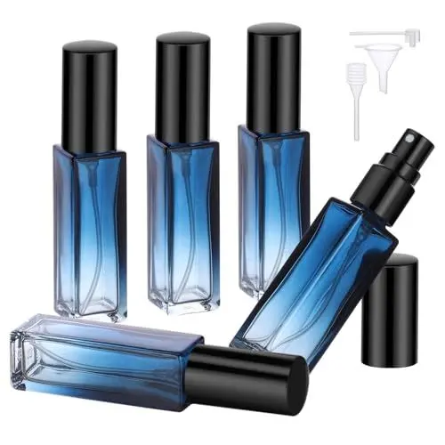 Produktbild: Segbeauty Parfüm Abfüller, 5 Stück 10ml Parfum Zerstäuber für Unterwegs, Parfum Flaschen zum Abfüllen, Parfümzerstäuber Glas für Handtasche, Reisen (Farbverlauf Blau)
