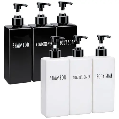 Produktbild: Segbeauty Seifenspender Bad, 6 Stück 500ml Pumpflasche, Seifenspender Kunststoff, Shampoo Spender Leere, Duschgelspender mit Bedruckten Etiketten, für Familie, Hotel