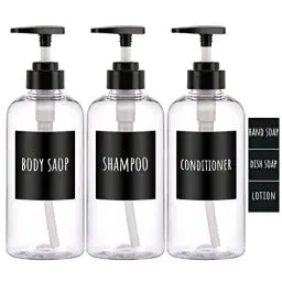 Produktbild: Segbeauty Shampoo Flaschen Duschgel Spender, 3 Stück 500 ml Seifenspender, Nachfüllbare Leere Pumpflasche mit Etiketten, für Küche Bad, Transparent