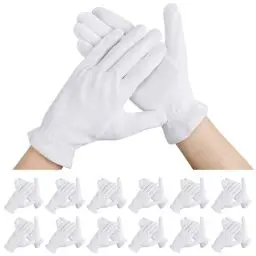 Produktbild: Segbeauty Weiße Handschuhe, 12 Paar Baumwollhandschuhe, Neurodermitis Handschuhe, Feuchtigkeitsspendende Handschuhe für Trockene Hände, Pflegehandschuhe Wiederverwendbar (L)