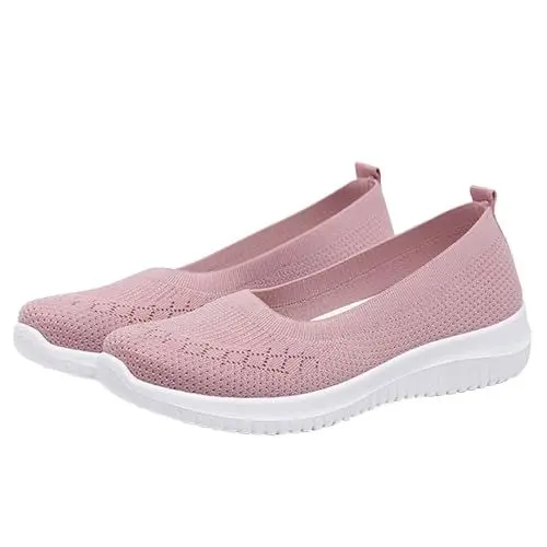 Produktbild: Chunky Loafers Damen Schwarz Damen Loafer Beige Damenschuhe Ethnische Freizeitschuhe Sommermode Hohl Atmungsaktiv Flacher Absatz Weiche Sohle Sneaker Damen Ohne Schnüren Loafer Damen Weiß (Pink, 37)