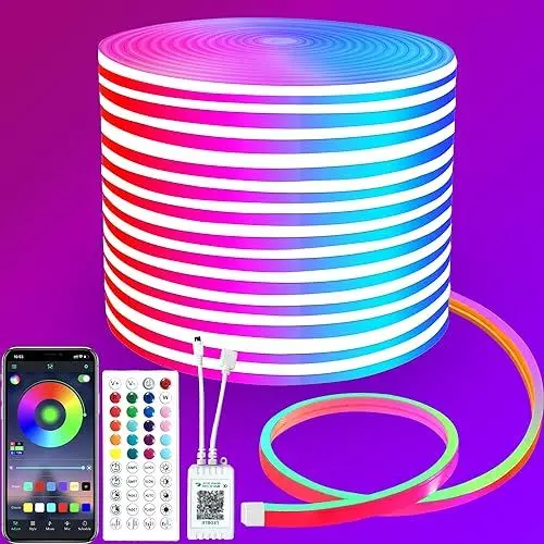 Produktbild: segrass 15m Neon Led strip，APP Steuerung,mit Fernbedienung, IP65 wasserdichte flexible Neon LED Streifen, 24V Rgb LED band Neon Seil Lampe, anwendbar auf Schlafzimmer, Raum und Außendekoration