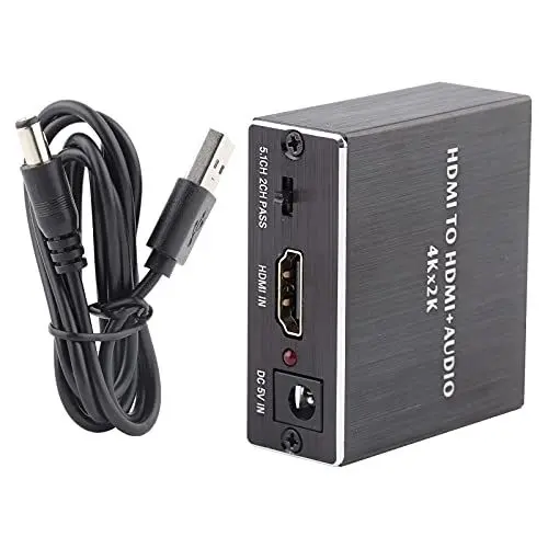 Produktbild: Segrehy 4K*2K HDMI-Audio-Splitter-Konverter, Extraktor mit SPDIF+3,5-mm-Ausgang, HDMI zu HDMI+Audio, für Home Entertainment