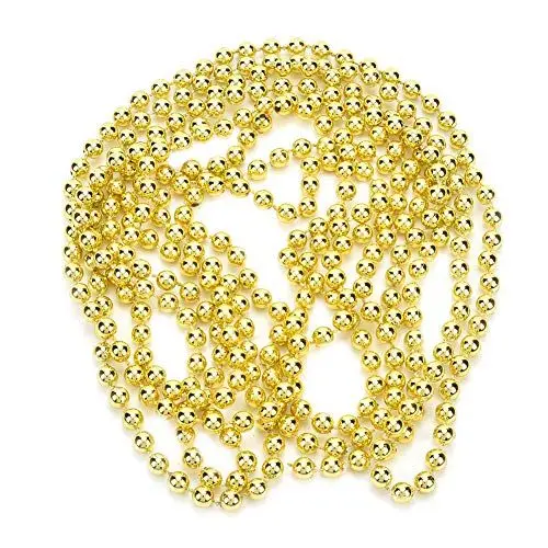 Produktbild: Segrehy 6 mm 2,7 Meter goldene Perlenkette, hochwertiger Kunststoff und Harz, wunderschön exquisit, für Bekleidungszubehör, Schmuckanhänger, Weihnachtshochzeitsdekoration (Gold)