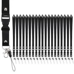 Produktbild: Segus Schlüsselband zum Umhängen, 20 Stück Lanyard Schwarz mit Karabinerverschluss Abnehmbar, Schlüsselband aus Nylonimitat, Schlüsselband Lang für Schlüssel, Mobile Handys, Namensschilder, Karte