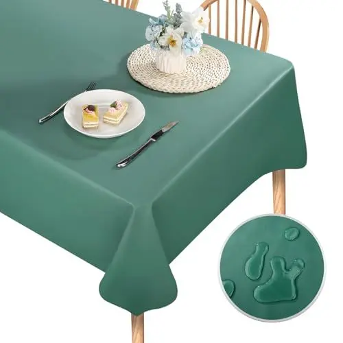 Produktbild: Segus Tischdecke Outdoor, Gartentischdecke Rechteckig 140X200, Abwaschbare Tischdecke, Leicht zu Reinigen, PU Leder Tischtuch für Esstisch, Biertisch (Grün)