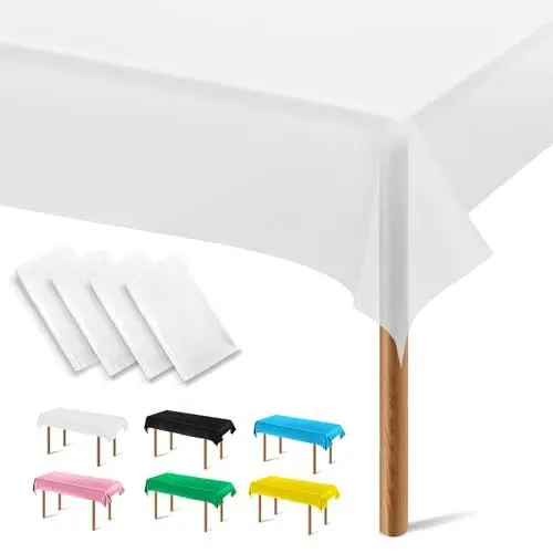 Produktbild: Segus Weiße Tischdecke, 4 Stück Einweg Tischdecke, Tischdecke Party, Tischdecke Wasserdicht für Gastronomie, Feste, Hochzeiten Oder Haushalt (137 * 274)
