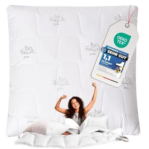 Produktbild: sei Design Kopfkissen 80x80 cm atmungsaktiv - gefüllt mit 1250g luxuriöse Mikrofaser - Extra Soft & weich - Anpassbare Festigkeit durch Reißverschluss - Kissen 80x80 waschbar & trocknergeeignet