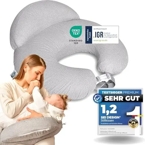 Produktbild: Stillkissen Schwangerschaftskissen Lagerungskissen mit verstellbarem Hüftgurt und Sicherheitskissen für mehr Sicherheit für Mütter und Baby Seitenschläferkissen Stillkissen Mond pregnancy pillow