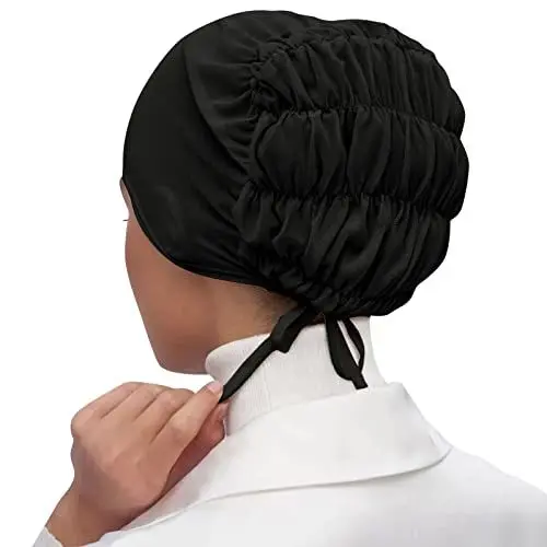 Produktbild: Seidenschal Damen 100 Seide Seidenschals Damen Frauen einfarbig Mesh Bodenbildung Hut Atmungsaktive elastische Gürtelkappe Schal Bodenbildung Kopftuch Schals Für Damen Großes Tuch (Black, One Size)