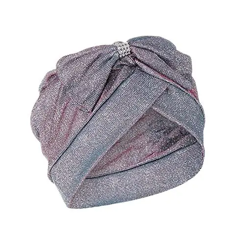 Produktbild: Seidenschal Damen Seide Einfarbig Halstuch Schwarz Damen Bow Fashion Turban Cap Stirn große Bow Sticker Drill Hat Kopftuch 70 X 70 Seidenschal Damen Seide Einfarbig (D, One Size)
