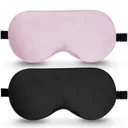 Produktbild: Seiden-Schlafmaske, 2er-Pack Augenmaske aus 100% echter natürlicher reiner Seide mit verstellbarem Riemen, Augenmaske zum Schlafen, BeeVines Augen-Schlafschutz für Yoga-Reisen, blockiert Licht