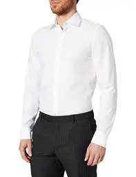 Produktbild: Seidensticker Herren Slim Bügelfrei Kent Extra Langer Arm Businesshemd, Weiß (Weiß 01), 41 EU