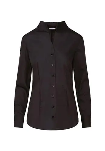 Produktbild: Seidensticker Damen City Bluse Langarm Slim Fit Kelchkragen Bügelfrei Blouse, Schwarz, 38 EU