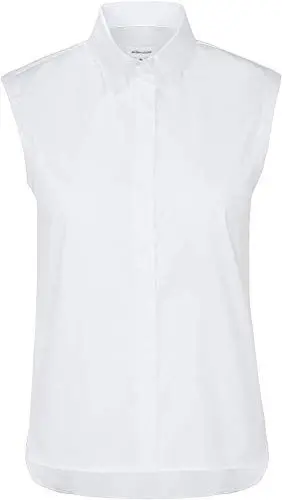 Produktbild: Seidensticker Damen City Bluse Ohne Arm Slim Fit Hemdblusenkragen Blouse, Weiß, 38 EU