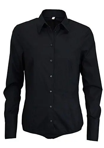 Produktbild: Seidensticker Damen Bodybluse Langarm Slim Fit Uni Bügelfrei Bluse, Schwarz, 46 EU