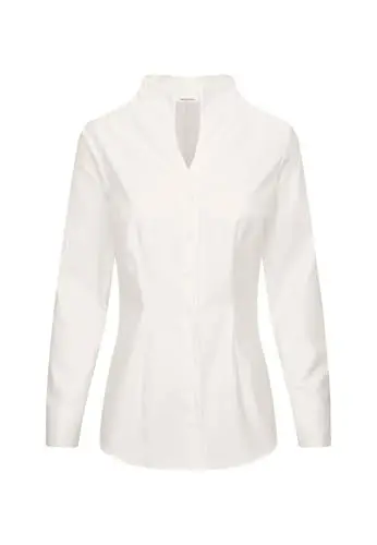 Produktbild: Seidensticker Damen City Langarm Slim Fit Kelchkragen Bügelleicht Bluse, Weiß, 36 EU
