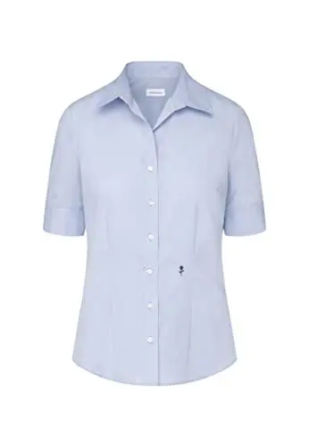 Produktbild: Seidensticker Damen City Uni Bügelfrei Schmal Taillierte Hemdbluse - Slim Fit Kurzarm 100% Baumwolle, Hellblau, 36 EU