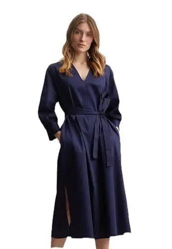Produktbild: Seidensticker Damen Regular Fit Blusenkleid Langarm Kleid, Blau, 34 EU