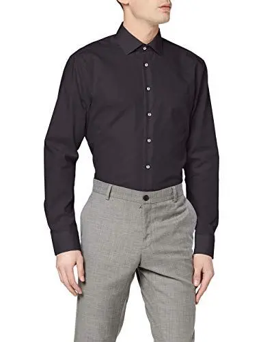 Produktbild: Seidensticker Herren Business-Hemd - Regular Fit - Bügelfrei- Kent-Kragen - Langarm - 100% Baumwolle Schwarz (Schwarz) 44