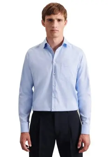Produktbild: Seidensticker Herren Mens Regular Longsleeve Cotton Shirt, Blau(153690), 44 EU