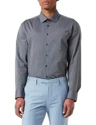 Produktbild: Seidensticker Herren Business Hemd Slim Fit Bügelfrei Kent Langarm Shirt, Schwarz, 40 EU