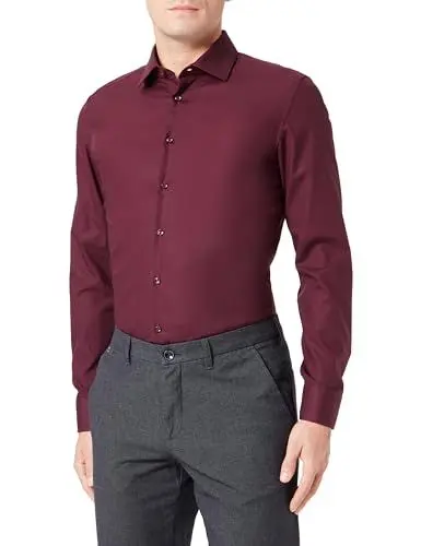 Produktbild: Seidensticker Herren Business Hemd Bügelfreies Hemd mit sehr schmalem Schnitt - X-Slim Fit - Langarm - Kent-Kragen, Bordeaux (49), 38