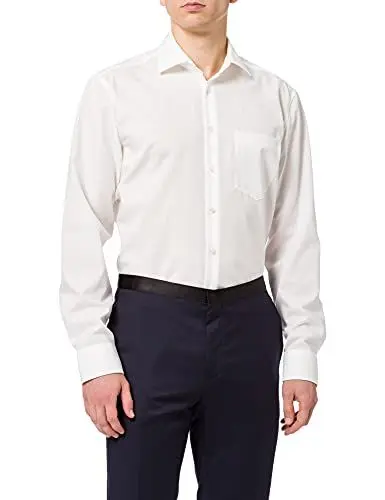 Produktbild: Seidensticker Herren Regular Bügelfrei Kent Langarm Business Shirt, Ecru, 40 EU