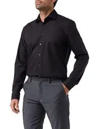 Produktbild: Seidensticker Herren Regular Bügelfrei Kent Langarm Business Shirt, Schwarz, 43 EU