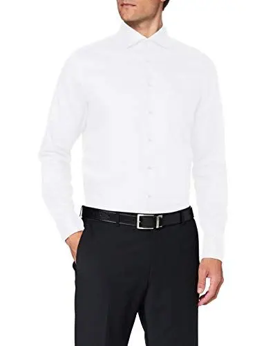 Produktbild: Seidensticker Herren Shaped Langarm Uni Twill Klassisches Hemd, Weiß, 39