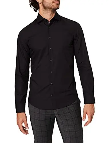 Produktbild: Seidensticker Herren Slim Fit Langarm Popeline Hemd, schwarz, 41