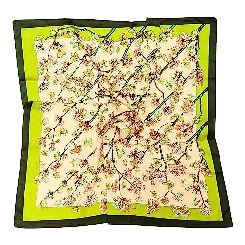Produktbild: Seidentuch Damen Seidenschal Kopftuch Haar Schal Halstuch Seide Bandana Silk Scarf Weich Quadratisch Elegantes Haare Wrap Halstuch 70 x 70 cm