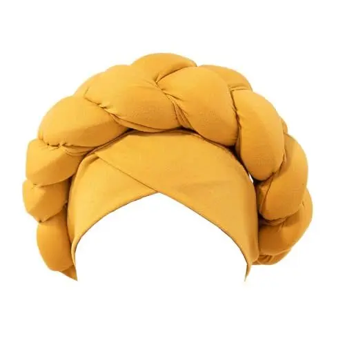 Produktbild: Seidentuch Haare Schlafen GüRtel Damen Schal Boho geflochtene Turban-Mütze, afrikanische Turbane für Frauen, Kopfbedeckungen für Schwarze Frauen, Schals FüR Jugendliche Halstuch Mit (Gold, One Size)