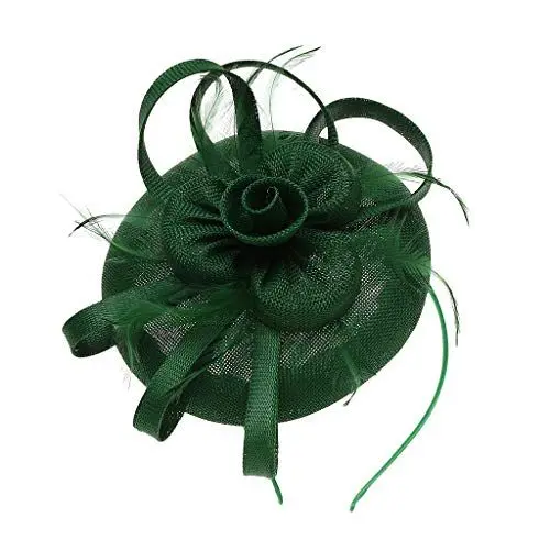 Produktbild: Seidentuch Schwarz Handschuhe Damen Schal Damen Frauen eleganten Hutgurt Blumenparty-hat Haar-Clip-Haarbügel-Zubehör Damen Seidenschal Seidentuch Schwarz Schal Damen (Green, One Size)