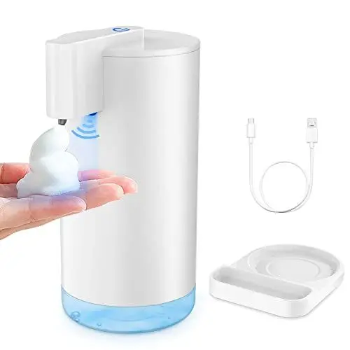 Produktbild: Seifenspender Automatisch Schaum Dispenser Elektrisch: YISH Weiß Elektrischer Seifenspender mit Sensor Berührungslos Schaumseifenspender 260ml für Küche Bad USB Wiederaufladbar