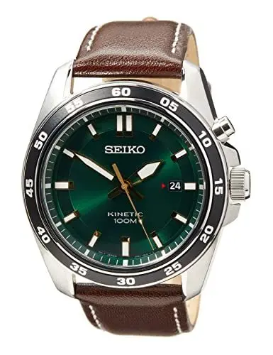 Produktbild: Seiko Herren-Uhr Kinetik Edelstahl mit Lederband SKA791P1