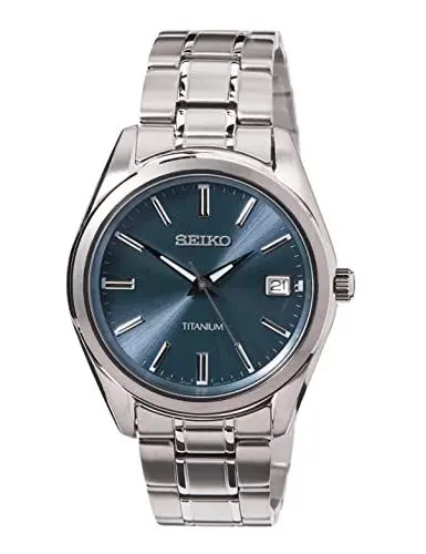 Produktbild: Seiko Herren-Uhr Quarz Titan mit Edelstahlband SUR371P1, Blau