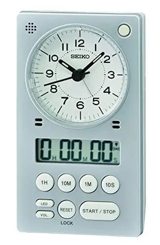 Produktbild: Seiko Tischuhr Kunststoff Silber QHE190S