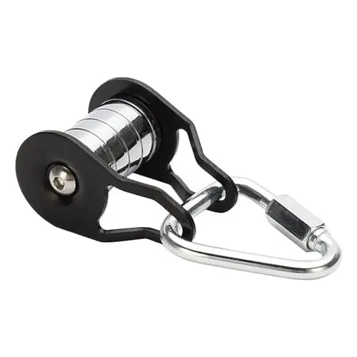 Produktbild: Seilrolle Für Slider Slacklin-e, Seilrutsche Umlenkrolle Seilrolle Mit Karabiner, Robuste Riemenscheibe Mit 5 Rollen, Stark Belastbares Trainingszubehör, Für Ninja Parcours Geeignet