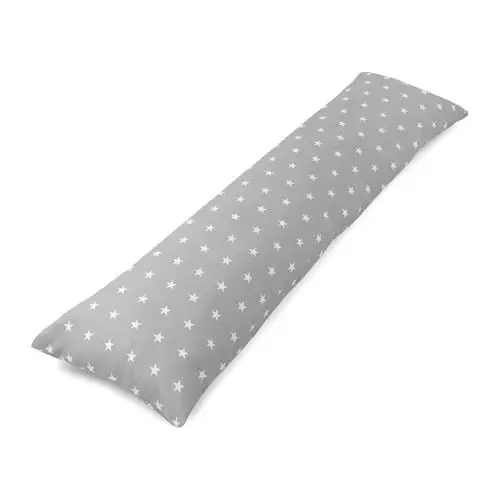 Produktbild: Totsy Baby Seitenschläferkissen 40 x 145 mit Bezug Baumwolle - Body Pillow Seitenschlafkissen Komfortkissen Erwachsene Schlafkissen Weiße Sterne auf Grau