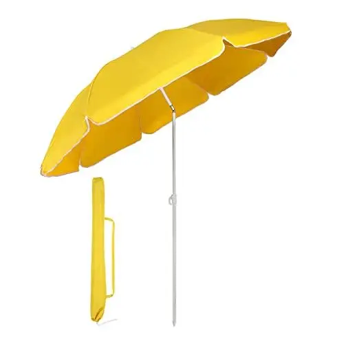 Produktbild: Sekey 160 cm Sonnenschirm Strand mit Schutzhülle für Balkon Garten & Terrasse Neigungswinkel und Höhe verstellbar, Rund
