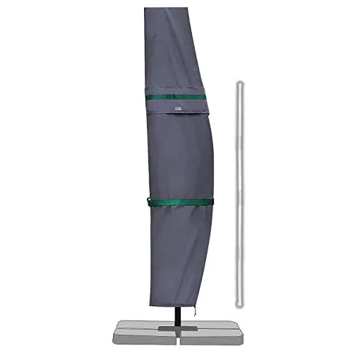 Produktbild: Sekey Ampelschirm / Sonnenschirm Schutzhülle mit Stab, Abdeckhauben für Gartenschirm mit Belüftungsöffnungen, Abdeckung für Kurbelschirm / Balkonschirm, 100% Polyester, wasserdicht, Dunkelgrau.