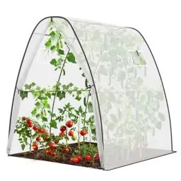 Produktbild: Sekey Folientunnel Gewächshaus Groß 180x180x200cm, Begehbar Tomatengewächshaus Stabil Winterfest, Foliengewächshaus für Tomaten, Weiß