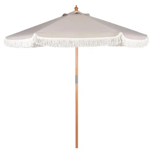 Produktbild: Sekey Fransen Sonnenschirm 220 cm Holz-Sonnenschirm mit Quasten Marktschirm Gartenschirm Hawaii Sonnenschirm Terrassenschirm Rund UV50+