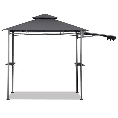 Produktbild: Sekey Grill Pavillon Wasserdicht 2.45 x 1.50m Gartenpavillon mit Markise, Sonnenschutz Gartenlauben Gartenzelt für Partys Picknick BBQ´s, UV-Schutz 50+, Grau